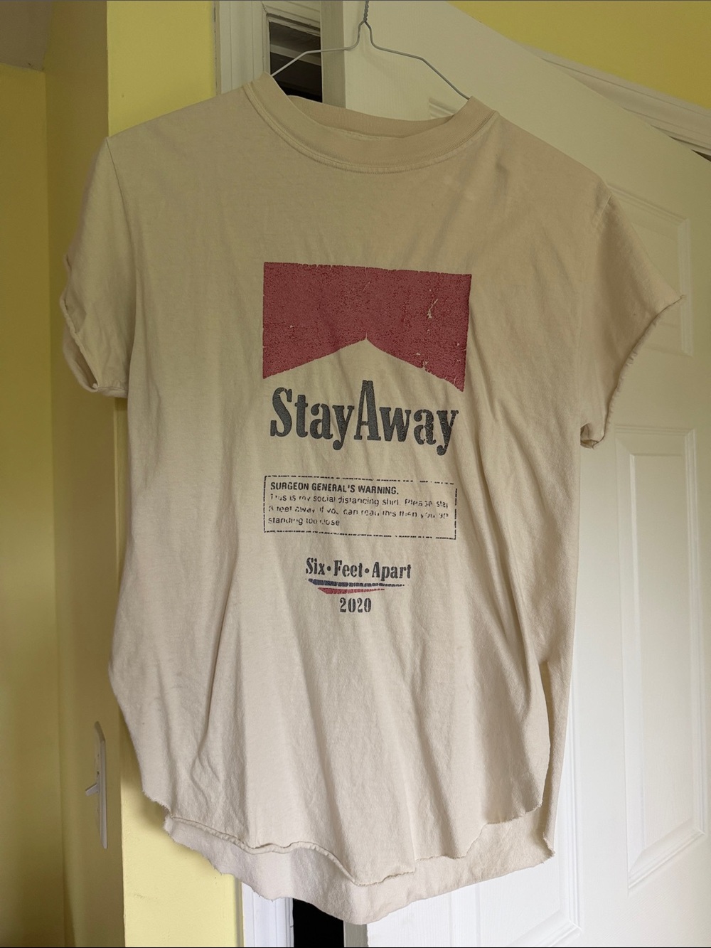 StayAway Graphic Tee - Cream with Red Print